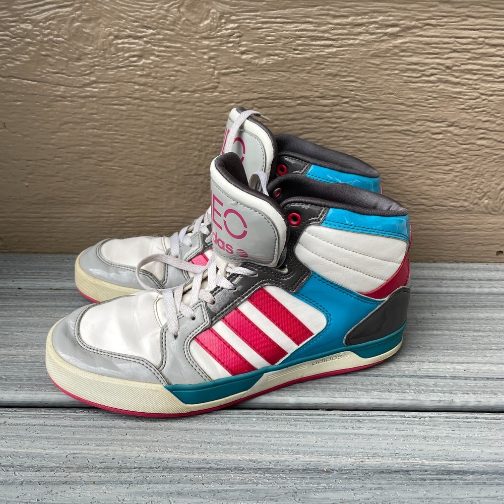 ADIDAS NEO Women's US 9 High Top Sneakers  White/Pink/Blue  2013 Y2K Q26248